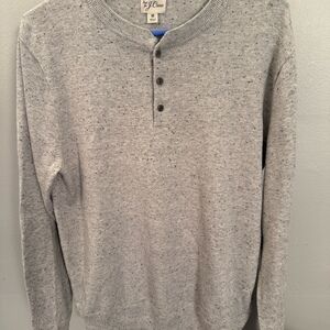 J. Crew Donegal Tweed Henley Sweater Mens M Gray Cotton/Silk